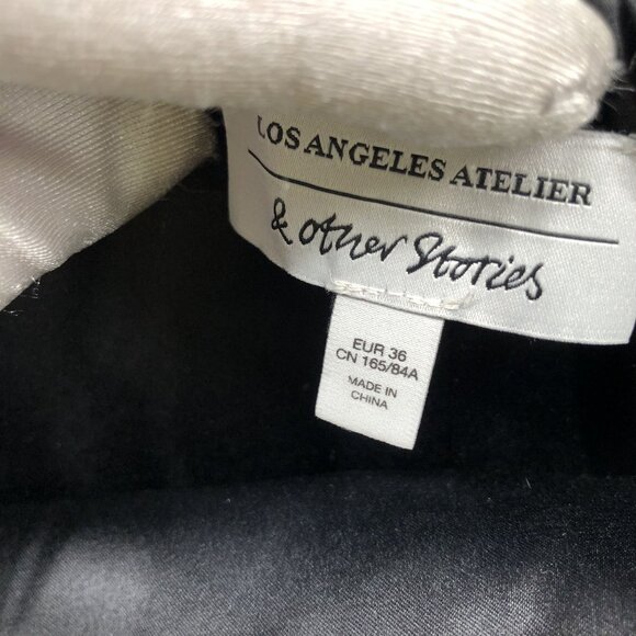 & Other Stories Off Shoulder Ruffle Mini Dress Size 6 Black (EU 36) Party - Picture 11 of 11